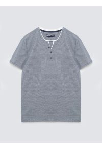 Big-Star - Koszulka męska w drobne paski granatowa Alanso 403. Okazja: na co dzień. Kolor: niebieski. Materiał: dzianina. Wzór: paski. Styl: casual, klasyczny #4