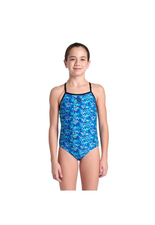 Dziewczęcy jednoczęściowy kostium kąpielowy Arena Pooltiles Lightdro. Kolor: niebieski
