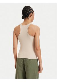 Tommy Jeans Top Racerback DW0DW22264 Beżowy jasny Slim Fit. Kolor: beżowy. Materiał: bawełna #5
