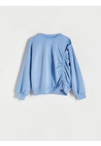 Reserved - Bluza ze ściągaczem - niebieski. Kolor: niebieski. Materiał: wiskoza, dzianina