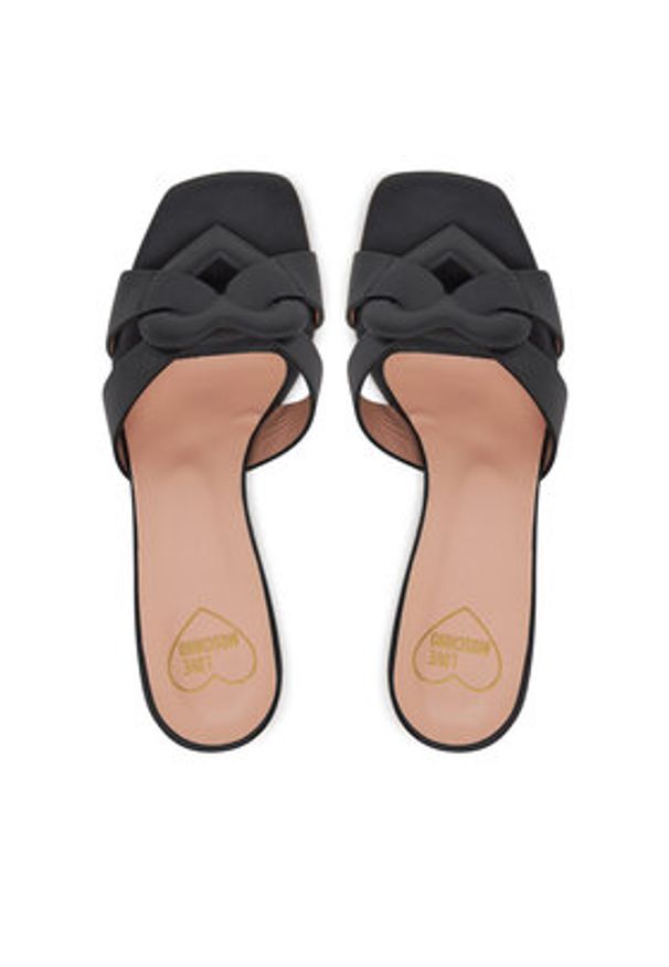 Love Moschino - LOVE MOSCHINO Klapki JA28065G1MIA0000 Czarny. Kolor: czarny. Materiał: skóra