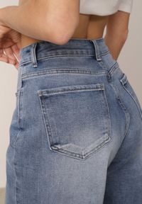 Born2be - Niebieskie Bawełniane Szorty Jeansowe Bermudy z Wysokim Stanem Avariel. Okazja: na co dzień, na randkę. Stan: podwyższony. Kolekcja: plus size. Kolor: niebieski. Materiał: jeans, bawełna. Styl: casual, klasyczny, elegancki #3