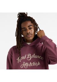 Bluza męska New Balance MT51935FDP – fioletowa. Typ kołnierza: kaptur. Kolor: fioletowy. Materiał: bawełna, dresówka, materiał. Wzór: aplikacja, napisy #5