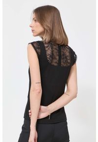 Morgan top damski kolor czarny. Okazja: na co dzień. Kolor: czarny. Materiał: koronka, materiał, wiskoza, dzianina. Wzór: gładki. Styl: casual #5