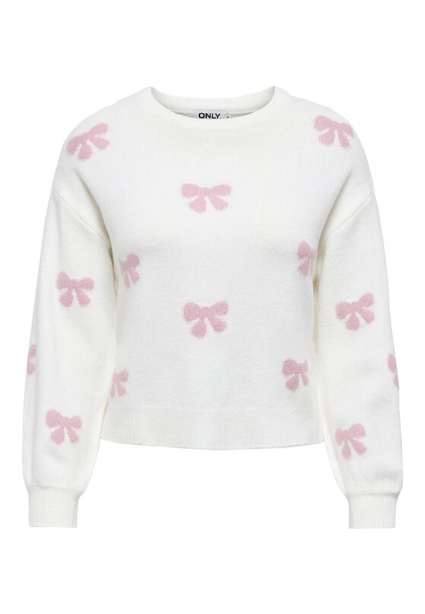only - ONLY Sweter Bora 15360712 Biały Regular Fit. Kolor: biały. Materiał: syntetyk