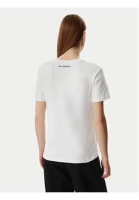 Karl Lagerfeld - KARL LAGERFELD T-Shirt A3W17077 Biały Regular Fit. Typ kołnierza: dekolt w karo. Kolor: biały. Materiał: bawełna #4
