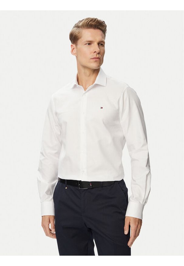 TOMMY HILFIGER - Tommy Hilfiger Koszula MW0MW43747 Biały Regular Fit. Kolor: biały. Materiał: bawełna