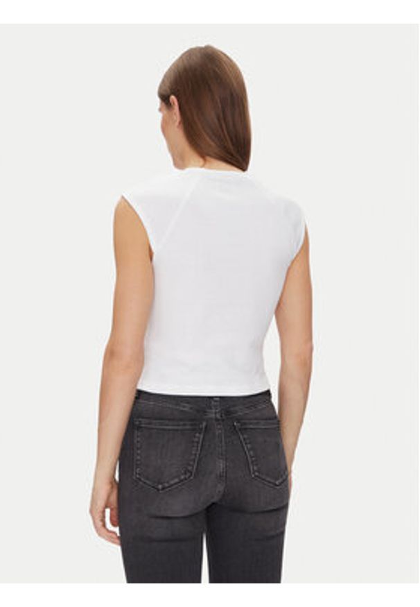 Calvin Klein Top Liquid Touch Top K20K208422 Biały Slim Fit. Kolor: biały. Materiał: bawełna