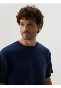 Reserved - T-shirt regular z modalem - granatowy. Kolor: niebieski. Materiał: dzianina #1