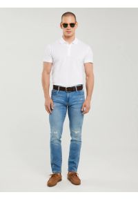 Big-Star - Koszulka męska polo biała Markolinos 101. Typ kołnierza: polo. Kolor: biały. Materiał: jeans, tkanina. Wzór: kolorowy. Styl: klasyczny, elegancki #3