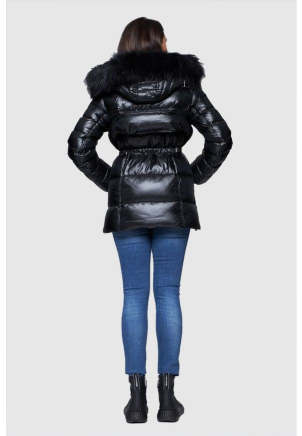 DIEGO M Puchowa kurtka damska z odpinanym kapturem, Rozmiar 44 EU - 48 IT. Kolor: czarny. Materiał: puch