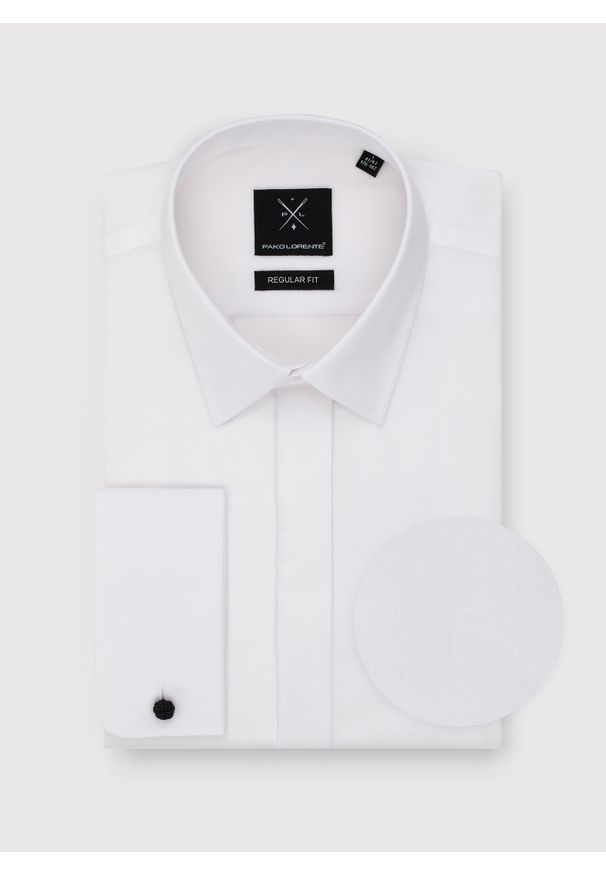Pako Lorente - PAKO LORENTE - Biała koszula na spinki. Kolor: biały. Materiał: bawełna. Długość rękawa: długi rękaw. Długość: długie. Styl: elegancki