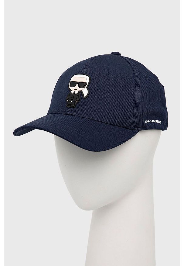 Karl Lagerfeld czapka 500118.805610 kolor granatowy z aplikacją. Kolor: niebieski. Wzór: aplikacja