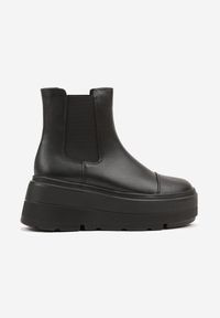 Born2be - Czarne Botki Sztyblety Vices na Grubej Podeszwie Redvire. Kolor: czarny. Materiał: jeans. Szerokość cholewki: normalna. Obcas: na koturnie. Styl: klasyczny #7