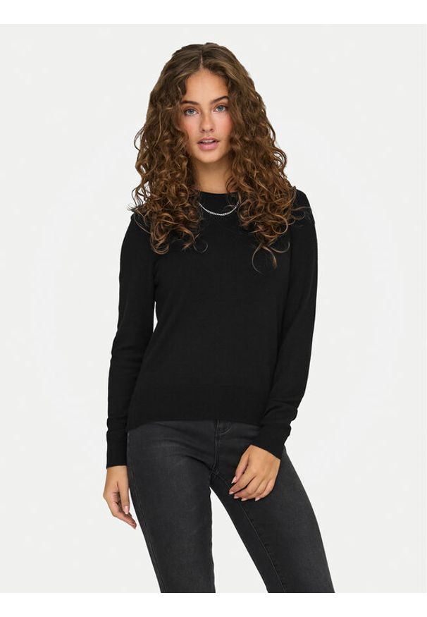 only - ONLY Sweter Venice 15333989 Czarny Regular Fit. Kolor: czarny. Materiał: wiskoza