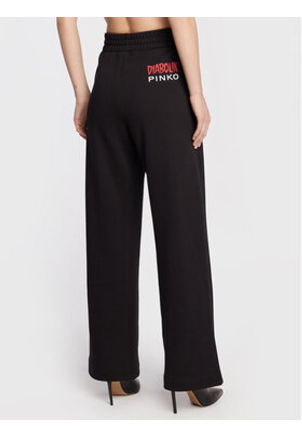 Pinko Spodnie dresowe DIABOLIK Flaviana AI22-23 PKDB 1L109E 8314 Czarny Relaxed Fit. Kolor: czarny. Materiał: dresówka, bawełna