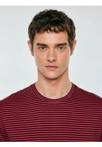 Big-Star - Koszulka męska w paski czerwona Garri 603. Kolor: czerwony. Materiał: materiał, bawełna, dzianina. Wzór: paski. Styl: klasyczny #2