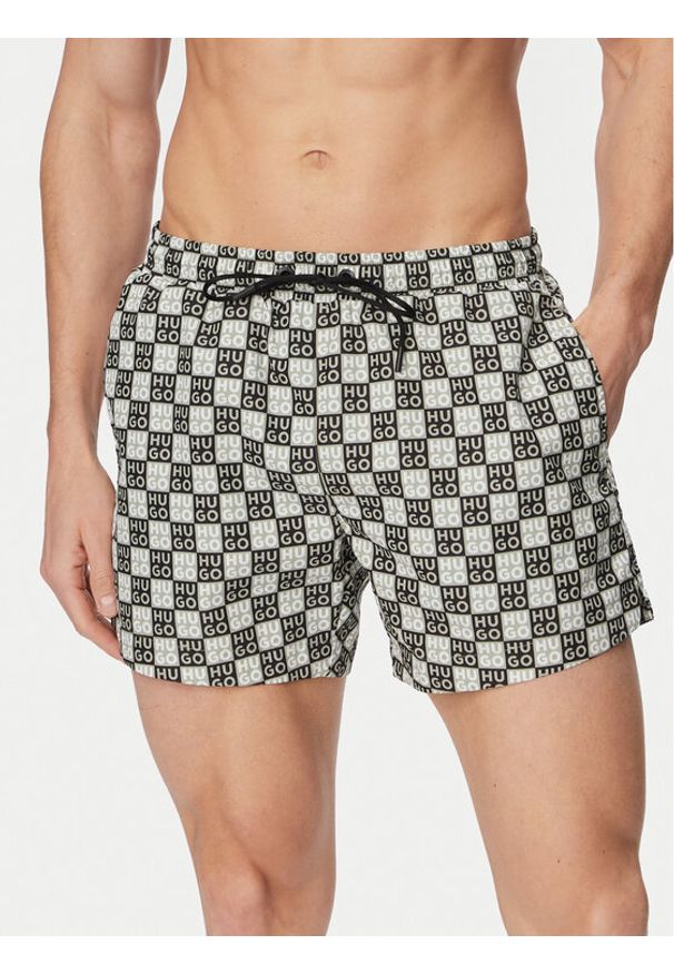 Hugo - HUGO Szorty kąpielowe Aaron 50556792 Zielony ciemny Regular Fit. Kolor: zielony. Materiał: syntetyk