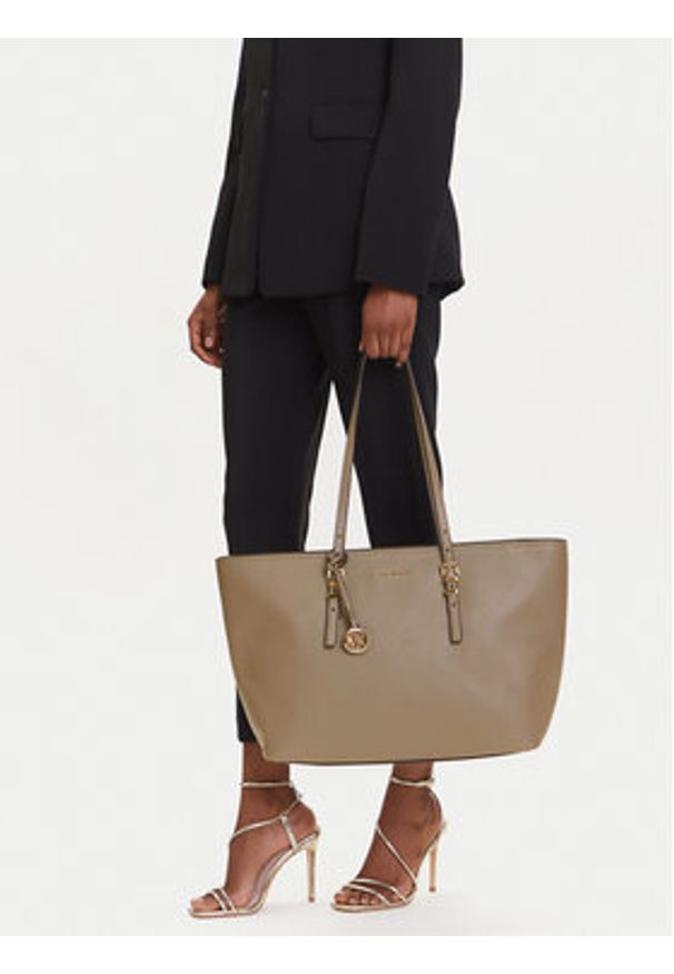 MICHAEL Michael Kors Torebka Quinn 30T5GQNT9L Beżowy. Kolor: beżowy. Materiał: skórzane