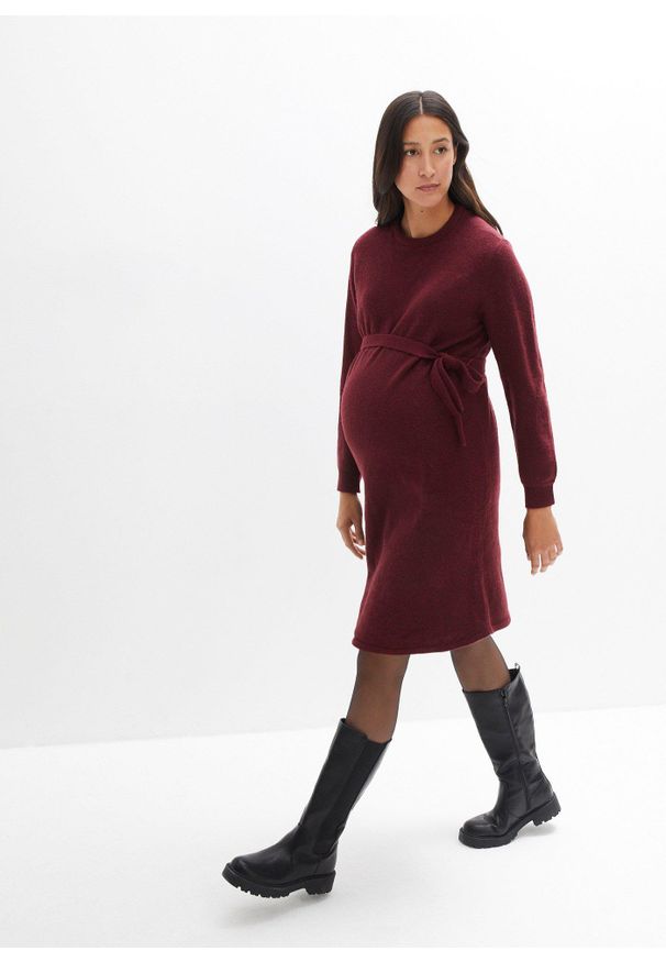 bonprix - Sukienka ciążowa dzianinowa. Kolekcja: moda ciążowa. Kolor: czerwony. Materiał: dzianina