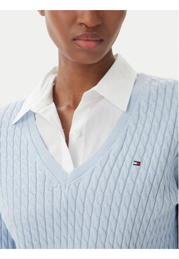 TOMMY HILFIGER - Tommy Hilfiger Sweter WW0WW44987 Niebieski jasny Regular Fit. Kolor: niebieski. Materiał: bawełna