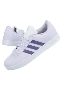 Buty sportowe Adidas Vi Court W EG2004 białe fioletowe. Kolor: biały, wielokolorowy, fioletowy. Materiał: guma, syntetyk, materiał. Szerokość cholewki: normalna #10