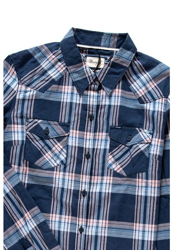 Wrangler - KOSZULA WRANGLER L/S WESTERN SHIRT NAVY W5045LU35. Materiał: materiał