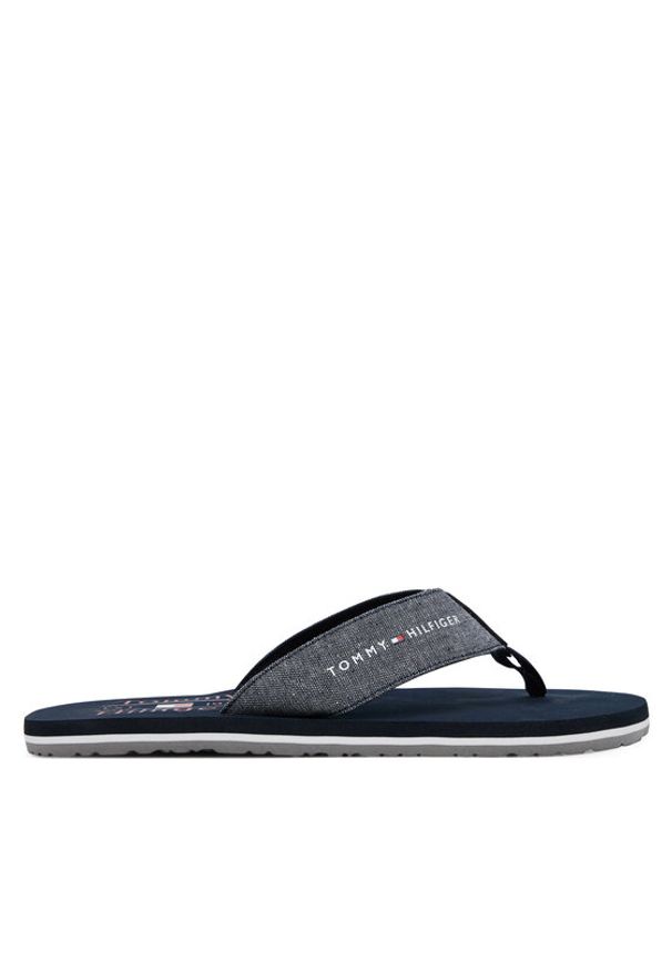 TOMMY HILFIGER - Tommy Hilfiger Japonki Chambray Beach Sandal FM0FM05570 Granatowy. Kolor: niebieski. Materiał: materiał