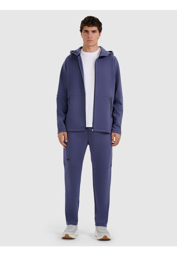 4f - 4F Bluza dresowa rozpinana z kapturem męska - niebieska S. Typ kołnierza: kaptur. Kolor: niebieski. Materiał: dresówka