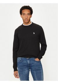 U.S. Polo Assn. Sweter MUP2961 Czarny Regular Fit. Typ kołnierza: polo. Kolor: czarny. Materiał: bawełna