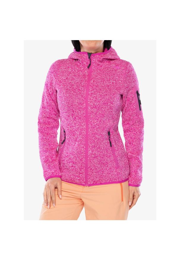 Polar damski CMP Londra Fix Hood Jacket Knitted. Kolor: różowy. Materiał: polar