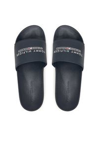 TOMMY HILFIGER - Tommy Hilfiger Klapki Raised Pool Slide FM0FM05761 Granatowy. Kolor: niebieski. Materiał: skóra #4