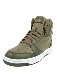 Puma - Buty Za Kostkę Ze Skóry Ekologicznej Womens/Ladies Rebound V6. Wysokość cholewki: za kostkę. Kolor: zielony. Materiał: skóra ekologiczna. Styl: sportowy