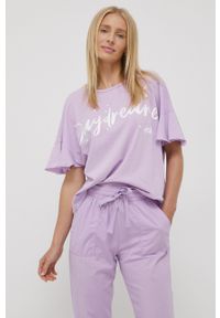 Deha t-shirt bawełniany kolor fioletowy. Kolor: fioletowy. Materiał: bawełna. Wzór: nadruk #5