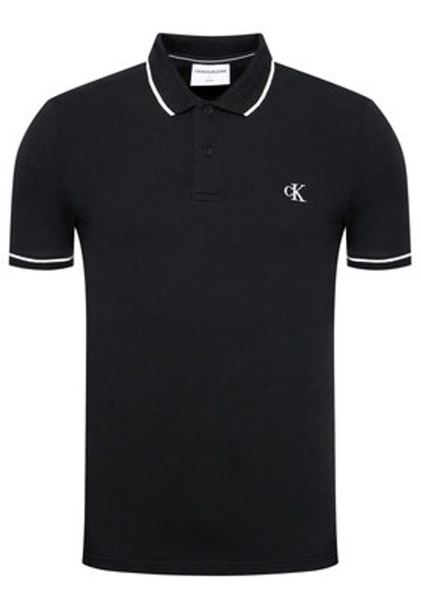 Calvin Klein Jeans Polo J30J315603 Czarny Slim Fit. Typ kołnierza: polo. Kolor: czarny. Materiał: bawełna