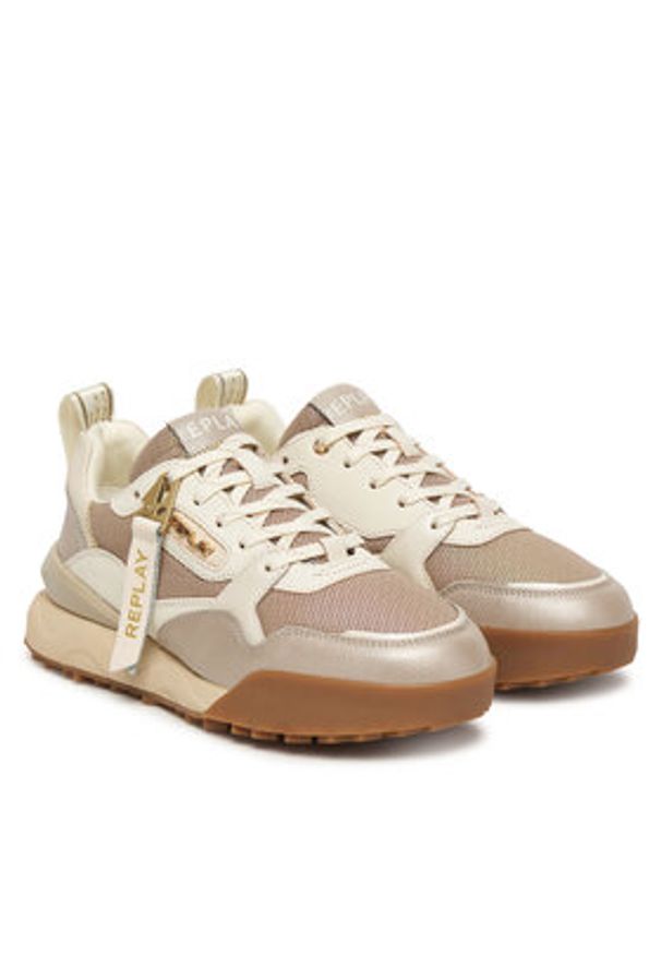 Replay - REPLAY Sneakersy GWS9H .000.C0019L Beżowy. Kolor: beżowy. Materiał: skóra