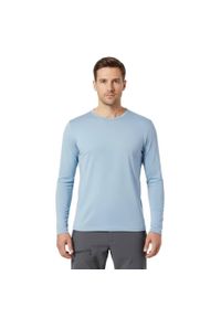 FJORK MERINO - T-shirt męski z długim rękawem, 100% wełny merynosów - Finn 210. Kolor: niebieski. Materiał: wełna. Długość rękawa: długi rękaw. Długość: długie. Sezon: zima. Sport: narciarstwo