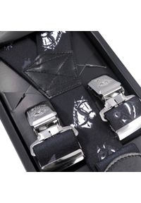 Modini - Czarne szerokie szelki męskie w konie SZ80. Kolor: czarny #1