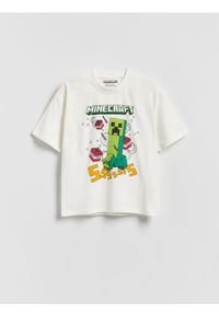 Reserved - Bawełniany t-shirt Minecraft - złamana biel. Materiał: bawełna #1
