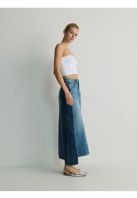 Reserved - Jeansowa spódnica - turkusowy. Kolor: turkusowy. Materiał: jeans #1