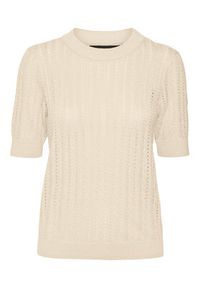 Vero Moda Sweter Morena 10321893 Beżowy Slim Fit. Kolor: beżowy. Materiał: bawełna #4