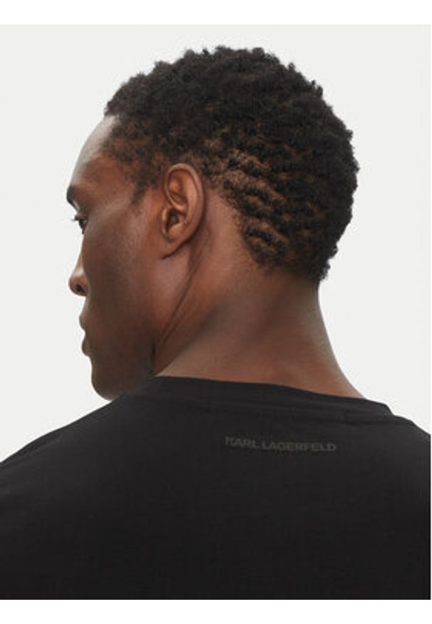 Karl Lagerfeld - KARL LAGERFELD T-Shirt 755058 552235 Czarny Regular Fit. Typ kołnierza: dekolt w karo. Kolor: czarny. Materiał: bawełna