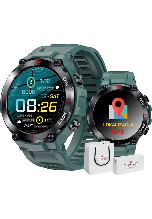 Smartwatch Giewont Išmanusis laikrodis Giewont GW460-2 GPS, Žalios spalvos. Rodzaj zegarka: smartwatch