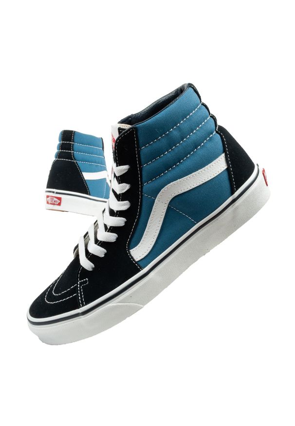 Buty trampki sportowe damskie Vans Sk8-Hi. Kolor: niebieski, wielokolorowy, czarny. Model: Vans SK8. Sport: turystyka piesza