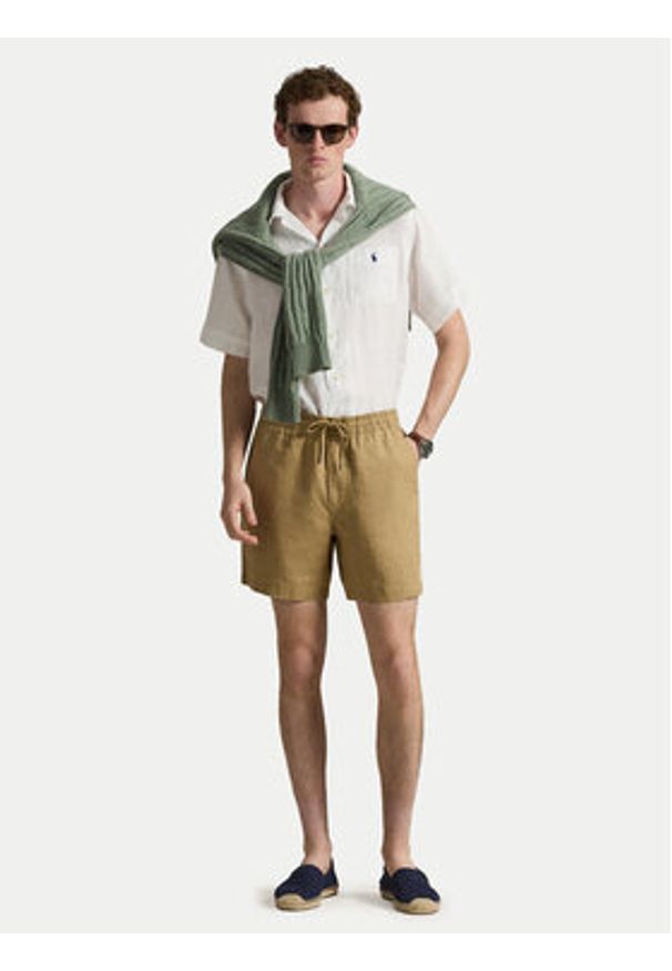 Polo Ralph Lauren Szorty materiałowe 710P08205503 Beżowy Regular Fit. Kolor: beżowy. Materiał: len
