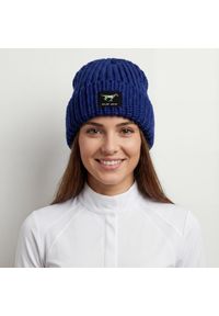 Zimowa czapka jeździecka GALOP WEAR - gruba, 100% wełna merino. Kolor: niebieski. Materiał: wełna. Wzór: ze splotem. Sezon: zima. Styl: casual, sportowy #1