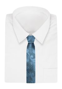 Męski Krawat Angelo di Monti - Niebieski, Paisley. Kolor: niebieski. Materiał: tkanina. Wzór: paisley. Styl: elegancki, wizytowy