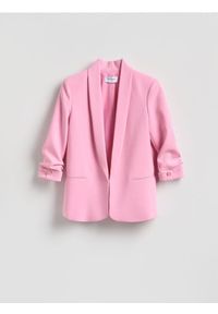 Reserved - Marynarka z dodatkiem wiskozy - różowy. Kolor: różowy. Materiał: wiskoza