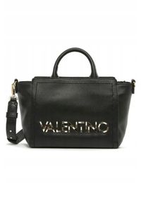 Valentino by Mario Valentino - VALENTINO Czarna torebka Sled Shopping. Kolor: czarny. Wzór: paski #4