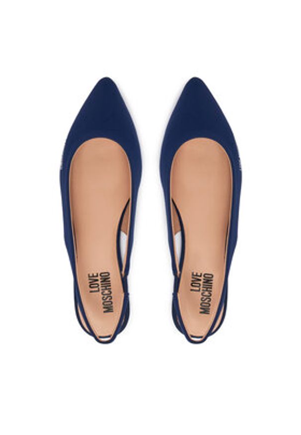 Love Moschino - LOVE MOSCHINO Baleriny JA11021G1OIM0750 Granatowy. Kolor: niebieski. Materiał: skóra